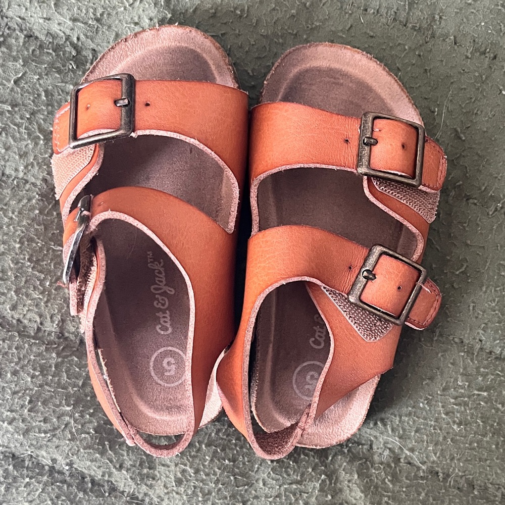 Cat & Jack Kids Burnt “Leather” Sandals